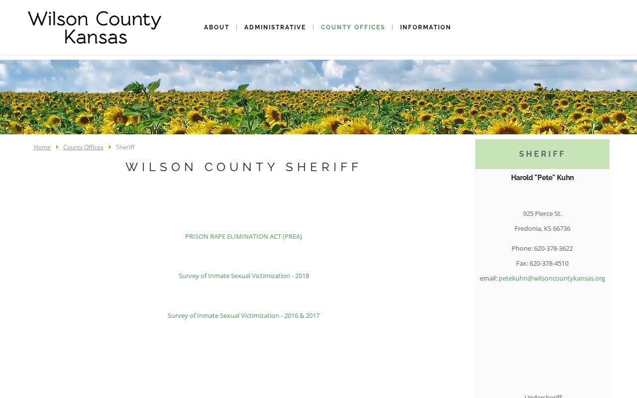 Wilson County Sheriff booking record contact page